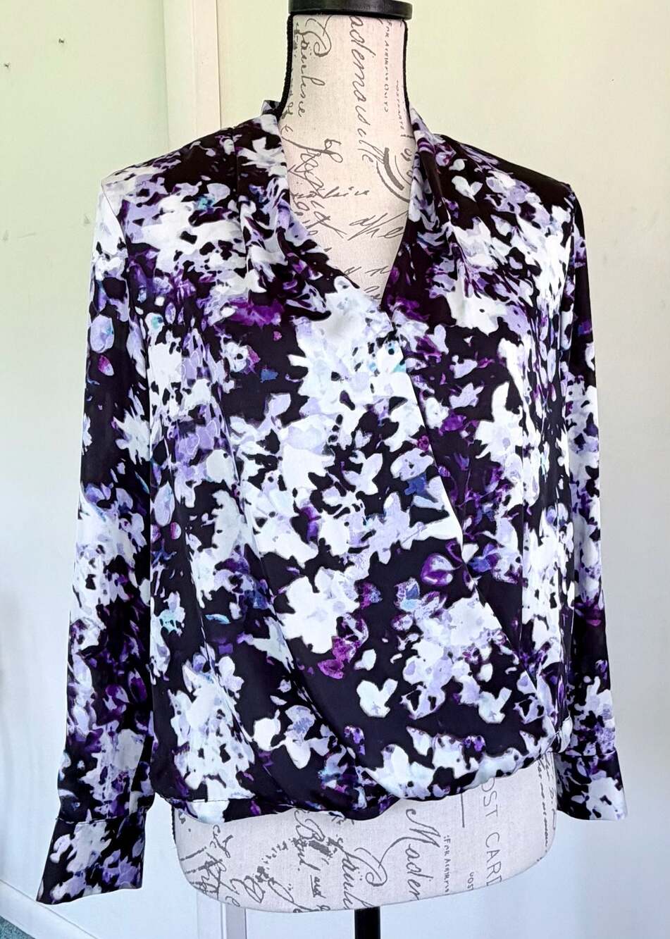 Apt. 9 Petite Floral Surplice Drape Front Blouse Women’s PS